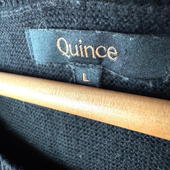 Quince Lightweight Cotton Cashmere Link Stitch Dolman Sweater L Black Drape - Picture 5 of 12